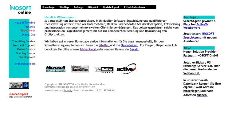 INOSOFT Websites from 1997, 2004, 2017